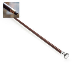 Houten wandelstok met zilveren knop