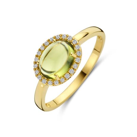 Gouden ring peridot en diamant