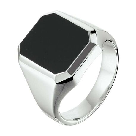 Zilveren zegelring met onyx