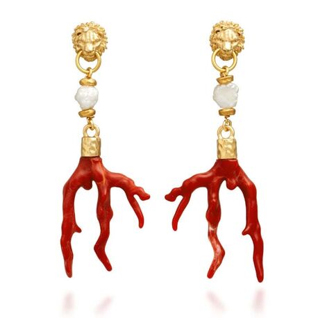 Giovanni Raspini vergulde oorbellen Lion and Coral