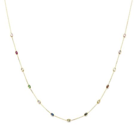 Gouden collier met gekleurd zirkonia 41 - 43 - 45 cm