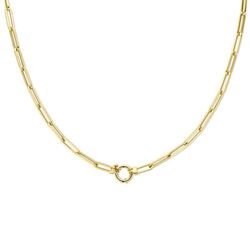 Gouden collier paperclip schakel met springslot