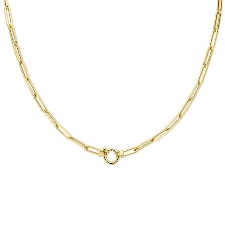 Gouden collier paperclip schakel met springslot