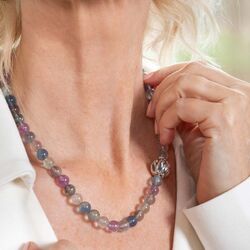 Heide Heinzendorff ketting amethist fluoriet 8 mm zilver uiteinden