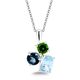 Zilveren hanger met chroom diopsiet sky blue en london blue topaas