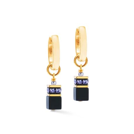 COEUR DE LION oorbellen 3043-21-1308 GeoCUBE Precious Classic Hoop Blue Moon Gold