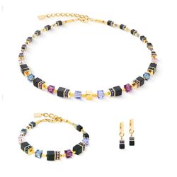 COEUR DE LION collier 3043-10-1308 GeoCUBE Precious Classic Blue Moon Gold