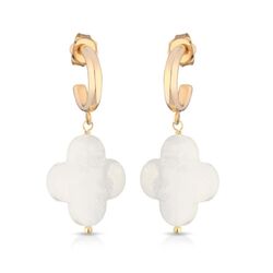 Lelune verguld zilveren oorbellen parelmoer klaver LGEA754.2