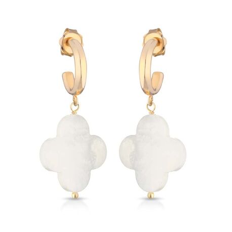 Lelune verguld zilveren oorbellen parelmoer klaver LGEA754.2