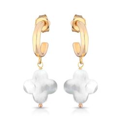 Lelune verguld zilveren oorbellen parelmoer klaver LGEA752.2