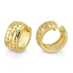 Geelgouden creolen met cirkels bezet met 0.28 ct briljant 