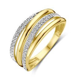 Gouden ring zirkonia bicolor