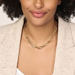 Geelgouden collier brede schakels