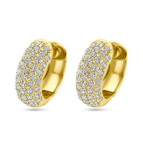 Verguld zilveren oorringen 16 mm met zirkonia