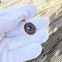 Vintage 14k gouden hanger granaat