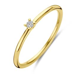 Geelgouden ring diamant 0.03 ct h si
