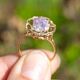 Vintage 14 krt gouden ring met ruw amethist