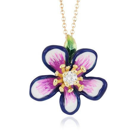 Helena collier blauw roze bloemhanger Tsars Collection