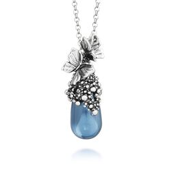 Raspini blue butterfly pendant zilver collier vlinder in blauw 12416