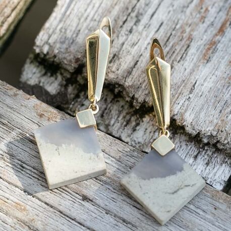 Vintage 14k gouden oorbellen met kwarts