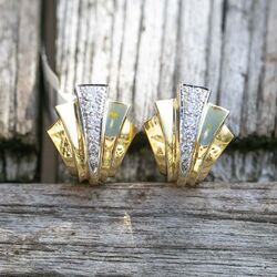 Vintage 18 krt gouden oorbellen met briljant 0.30ct
