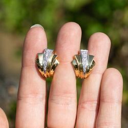 Vintage 18 krt gouden oorbellen12 x briljant ca. 0.30 crt