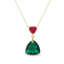 Spark vergulde zilveren collier Trigone groen rood