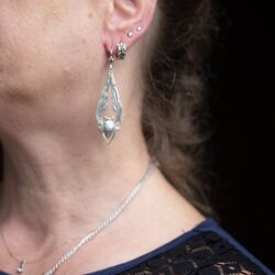 Zilveren collier met oorbellen vleermuis GL Timeless