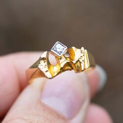 Vintage gouden ring Lapponia met briljant