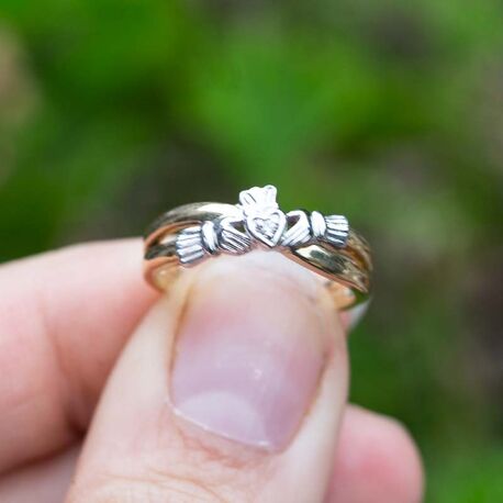 Vintage 14krt gouden claddagh ring bicolor