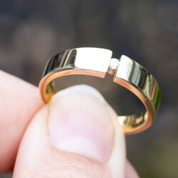 Vintage 9krt ring met een diamant