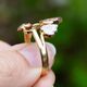 Vintage 14krt gouden ring tricolor bladeren met diamantjes