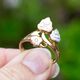 Vintage 14krt gouden ring tricolor bladeren met diamantjes