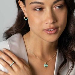 ZINZI vergulde steekcreolen met turkoois emaille ZIO2351T