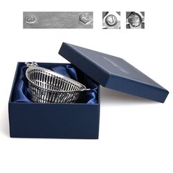 Zilveren bonbon mandje klein met strik 1919