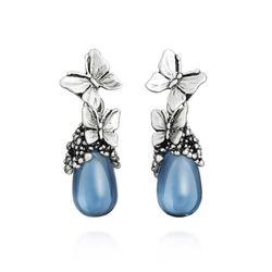Giovanni Raspini zilveren oorbellen Vlinders blauw kristal