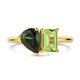 Gouden ring Toi et Moi peridoot en groen toermalijn
