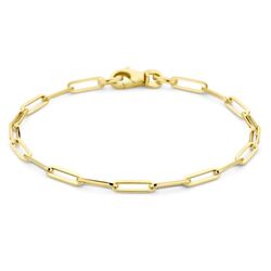 Geelgouden armband paperclip schakels vierkante buis