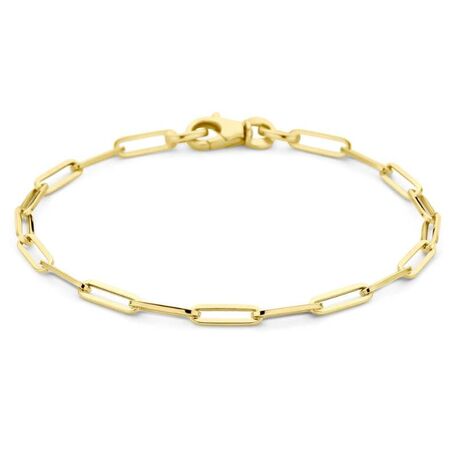 Geelgouden armband paperclip schakels vierkante buis