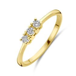 18 Karaat gouden ring met diamant 0.12ct