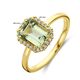 18k gouden ring groen amethist en diamant 0.10ct
