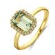18k gouden ring groen amethist en diamant 0.10ct