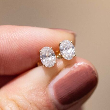 MY iMenso 14krt gouden oorstekers ovaal 2x 0.50ct lab diamant