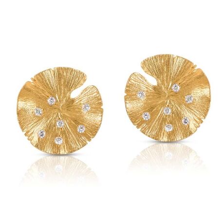 Bruno da Rocha verguld zilveren oorstekers lelie blad met kwarts