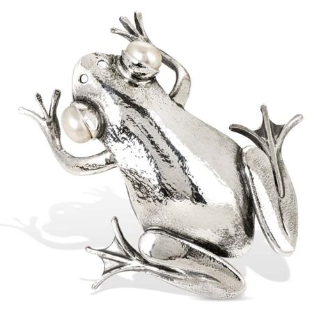 Bruno da Rocha zilveren broche kikker met zoetwaterparels