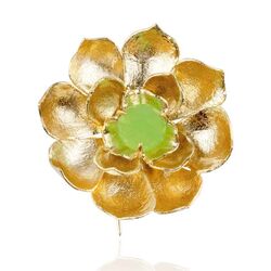 Bruno da Rocha verguld zilveren broche bloem met jade