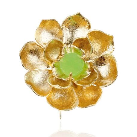 Bruno da Rocha verguld zilveren broche bloem met jade