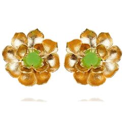 Bruno da Rocha verguld zilveren oorbellen lotus jade