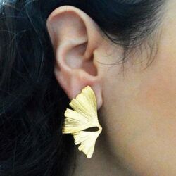 Bruno da Rocha verguld zilveren oorstekers Ginkgo bladeren