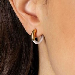 ZINZI vergulde steekcreolen met wit emaille ZIO2315W